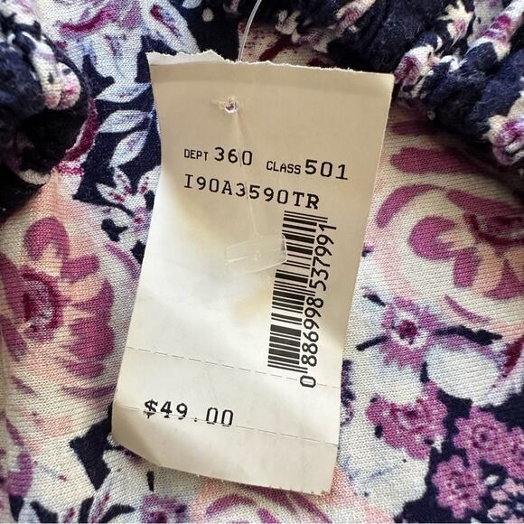 Living Doll Blue Pink Floral Lace Long Sleeve Boho Blouse Top Size Large NEW - Picture 8 of 13